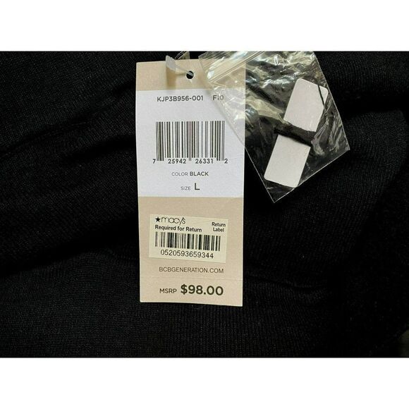 BCBGeneration Black Fitted Skirt Strappy Shredded Ripped Pull-On Sz Large NWT - Picture 6 of 6